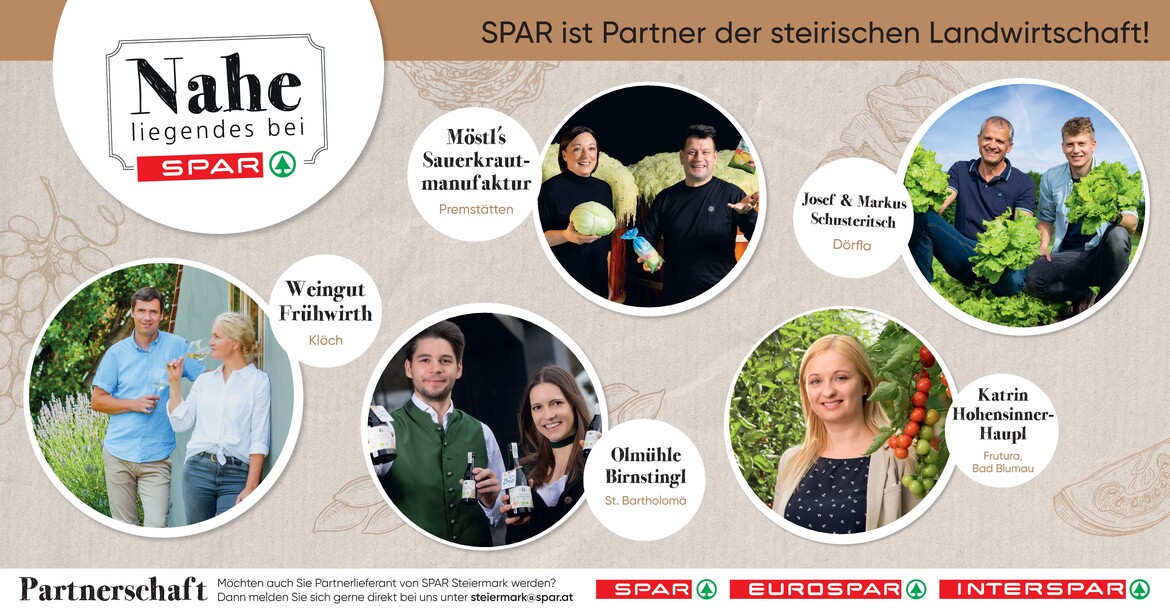 Inserat von Spar mit Bildern von steirischen Produzent*innen